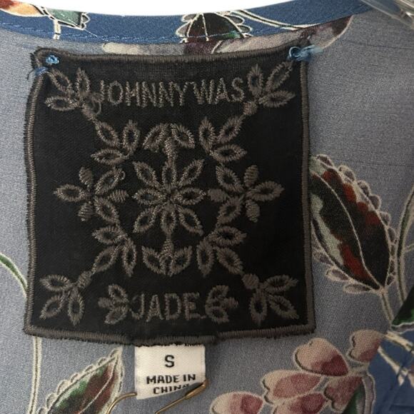 Johnny Was Wallace Silk Midi Dress Womens S MINOR FLAW Blue Floral Cottage NEW - Picture 2 of 9